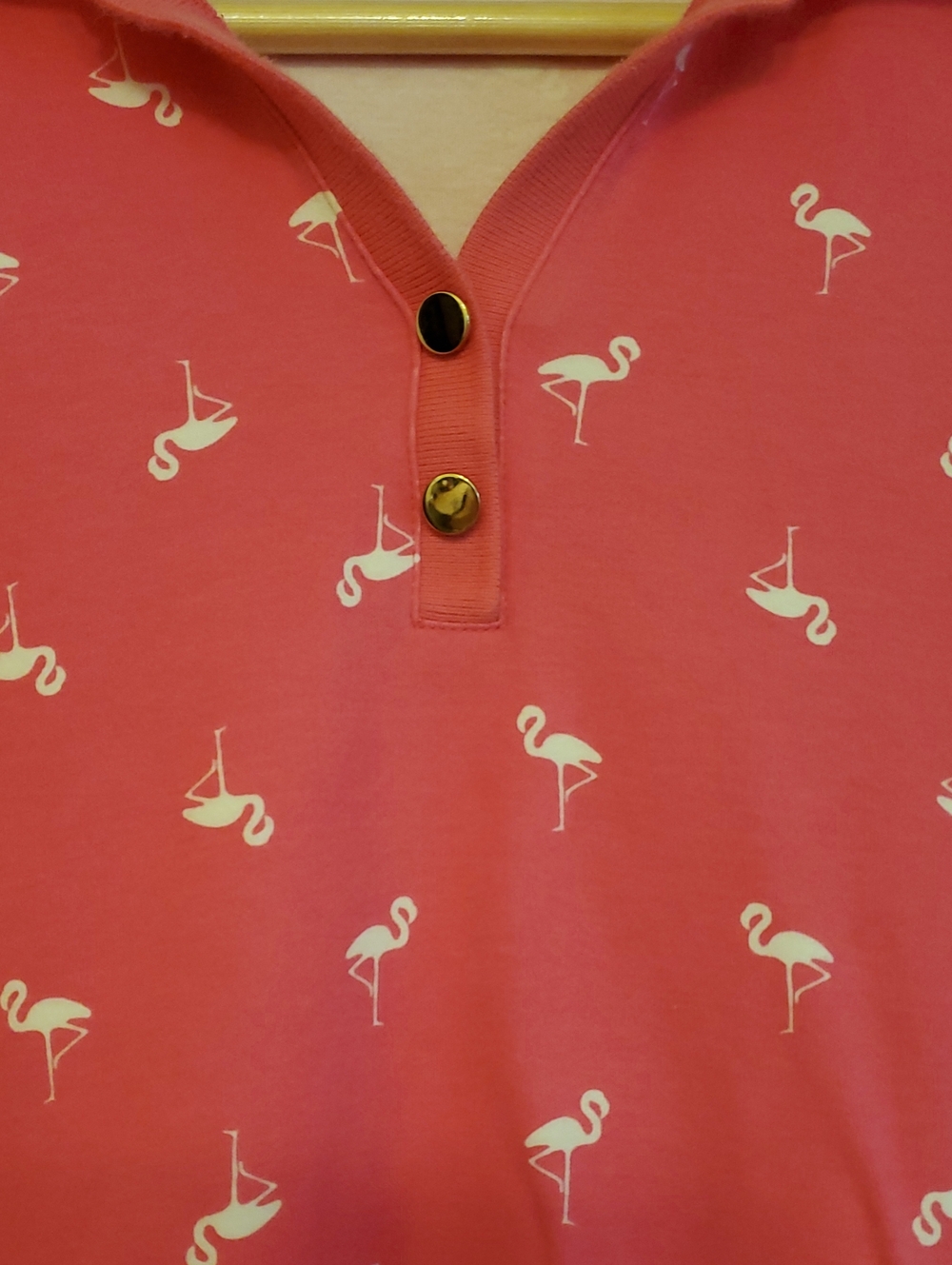 Kim Rogers Pink Flamingo Collared Preppy Polo Shirt, Large - Picture 2 of 5